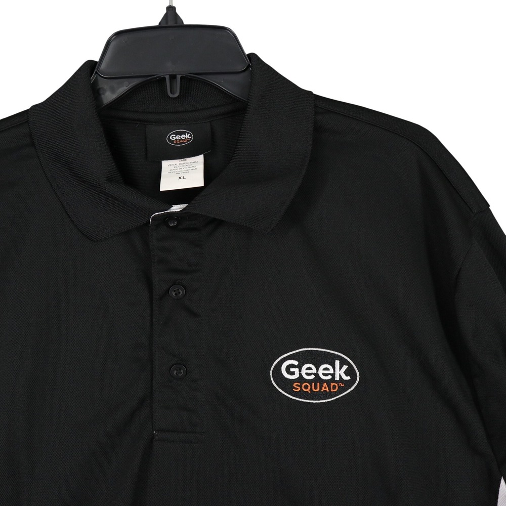 Geek Squad Long Sleeve Polo Shirt Mens XL Embroidered Logo Mesh Workwear Uniform